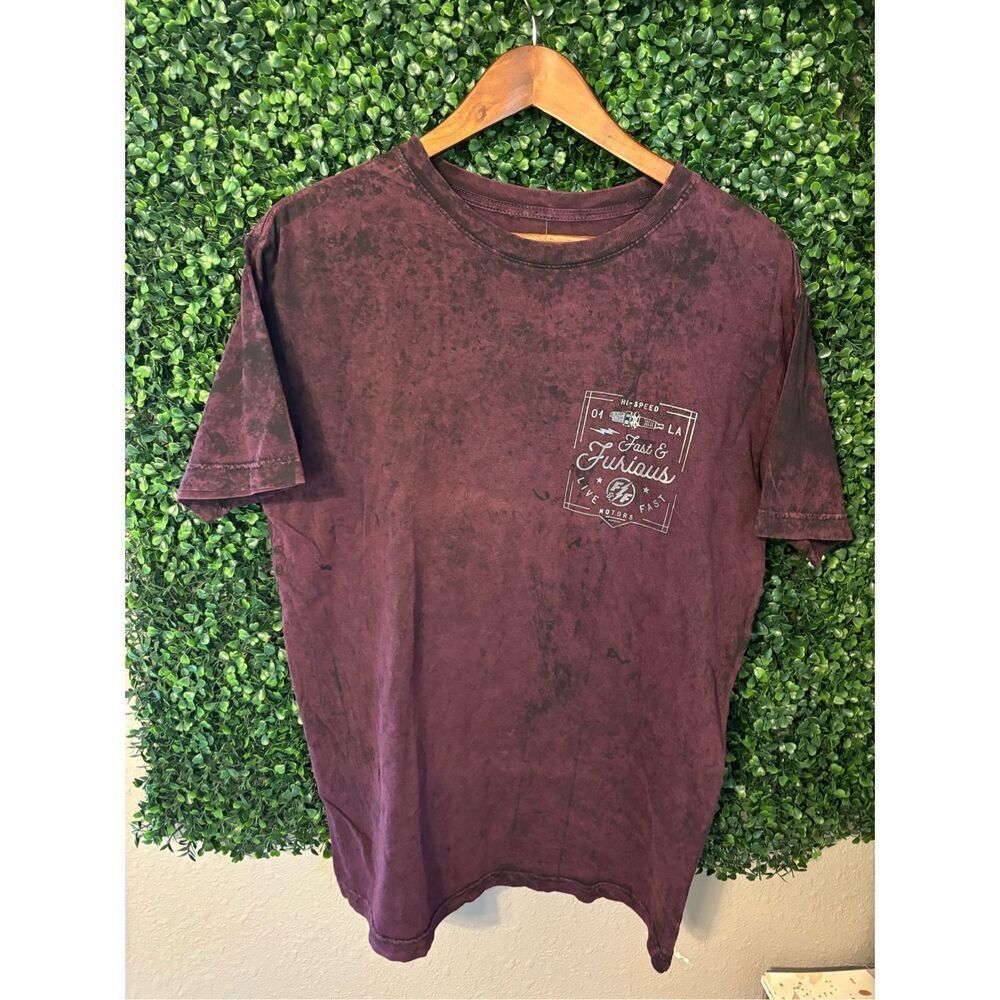 Fast & Furious Affliction Men Acid Red Shiny Logo Cars Crew Neck Tee T-Shirt M N